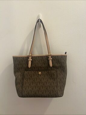 Michael Kors Brown and Tan MK Signature Tote